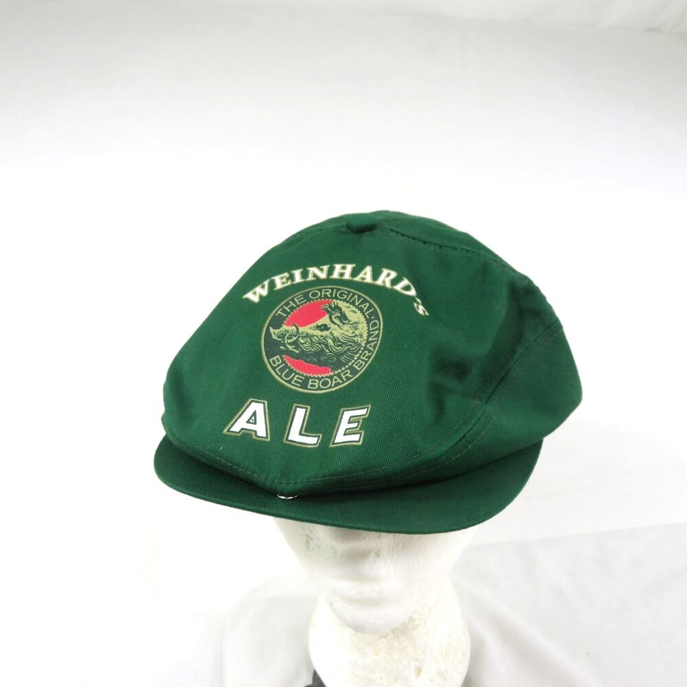 Weinhard's Ale Beer Hat Blue Boar Newsboy K-Products Green Snapback 1980s